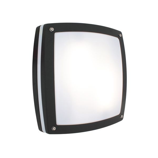 Eurolux black bulkhead light, front view