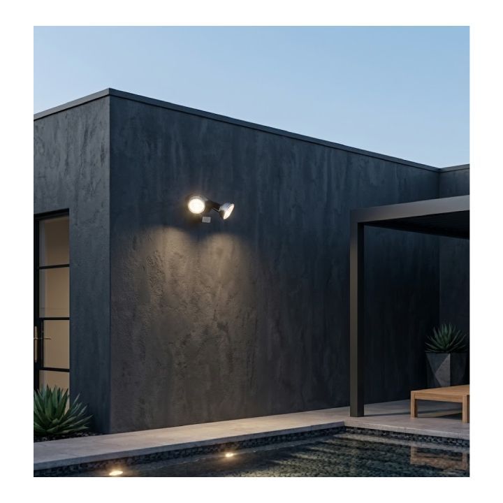 Eurolux black floodlight dimensions diagram