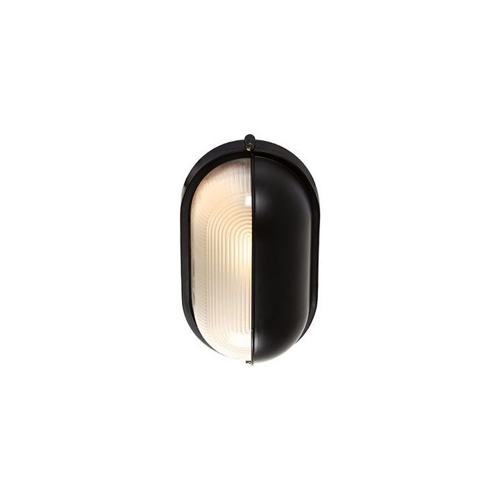 Close-up detail of the Eurolux black bulkhead light