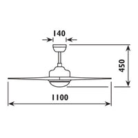Radiant ceiling fan shown in its packaging