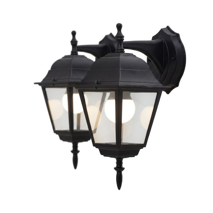 Eurolux black wall light shown in its packaging