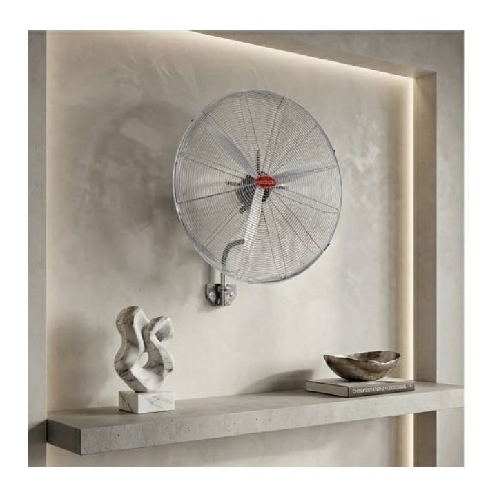 Close-up detail of the Eurolux silver grey fan