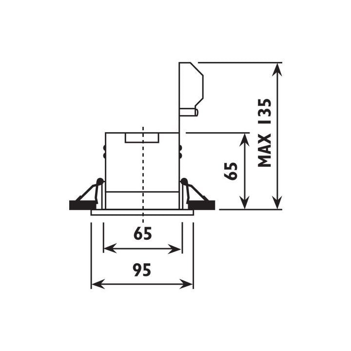 Radiant brass downlight shown in its packaging