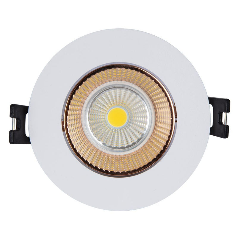 Eurolux white & rose gold downlight, front view