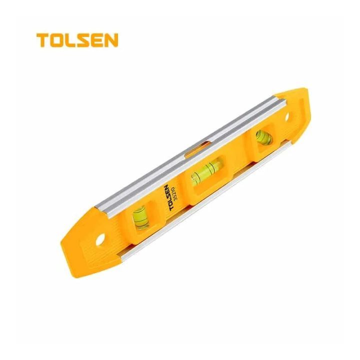 Tolsen spirit level shown in its packaging