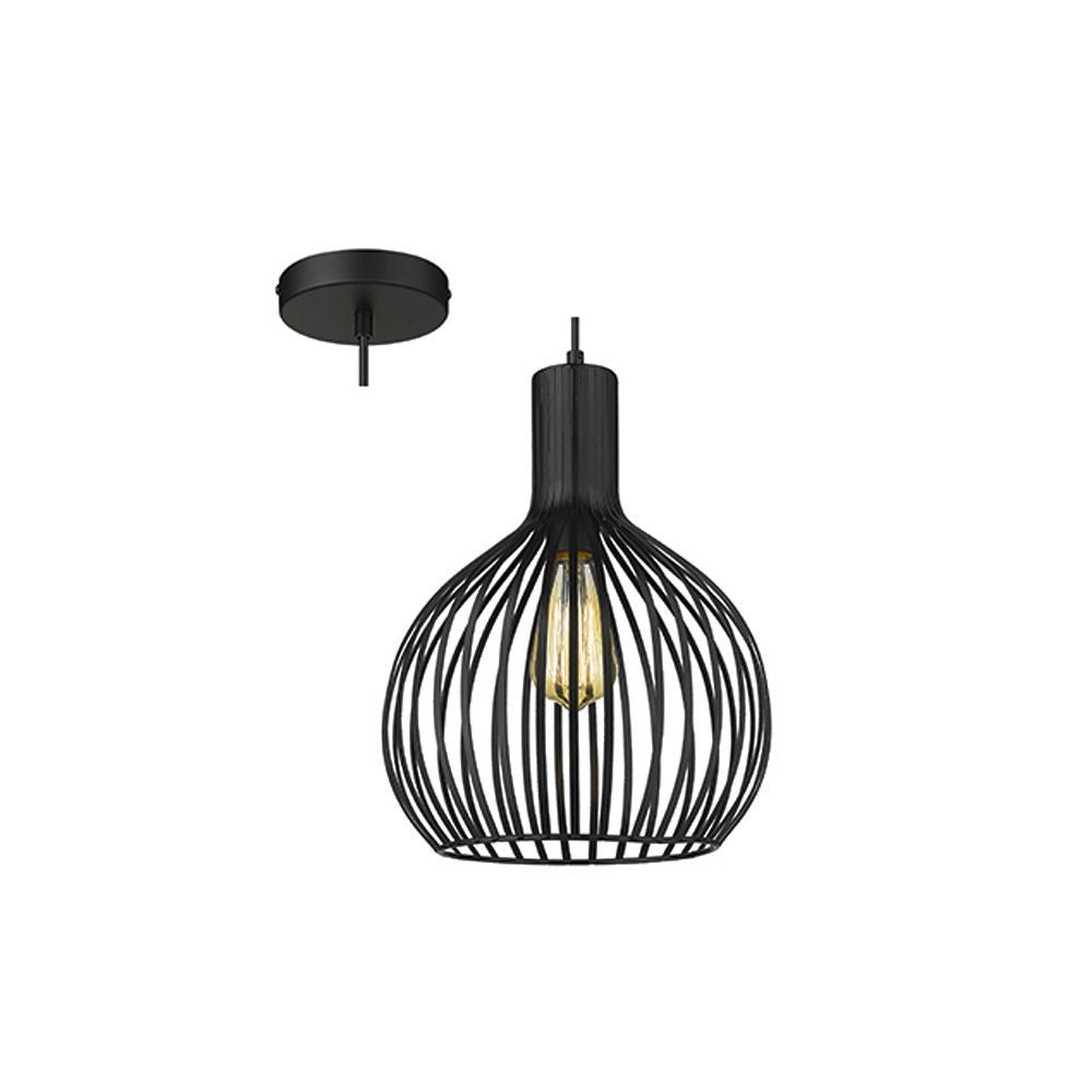 Radiant black pendant light, front view