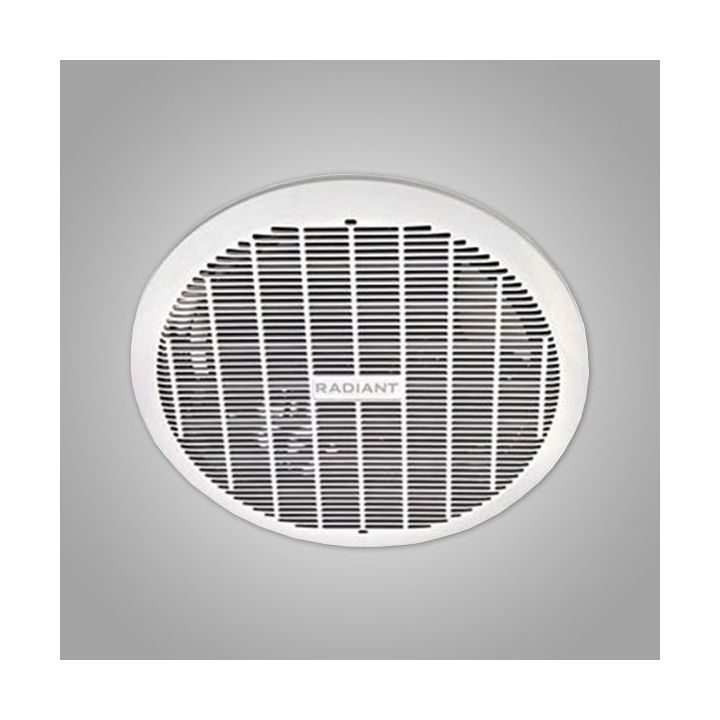 Radiant ceiling fan shown in its packaging