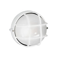Radiant white or black bulkhead light shown in its packaging