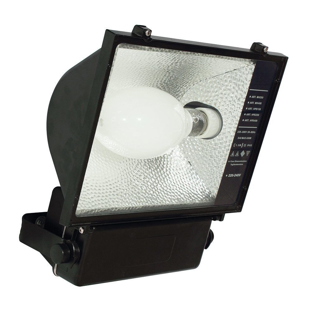Eurolux black floodlight, front view