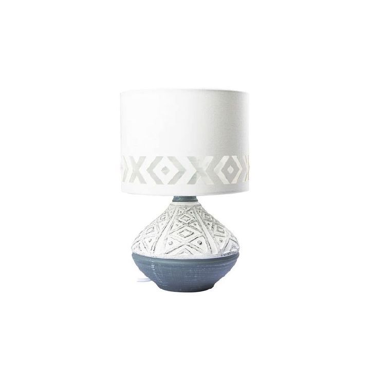 Eurolux grey & white table lamp shown in its packaging