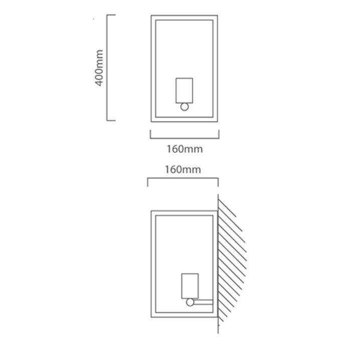 Eurolux black wall light shown in its packaging