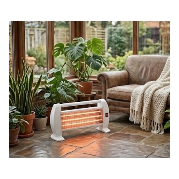 Radiant heater installed and lit
