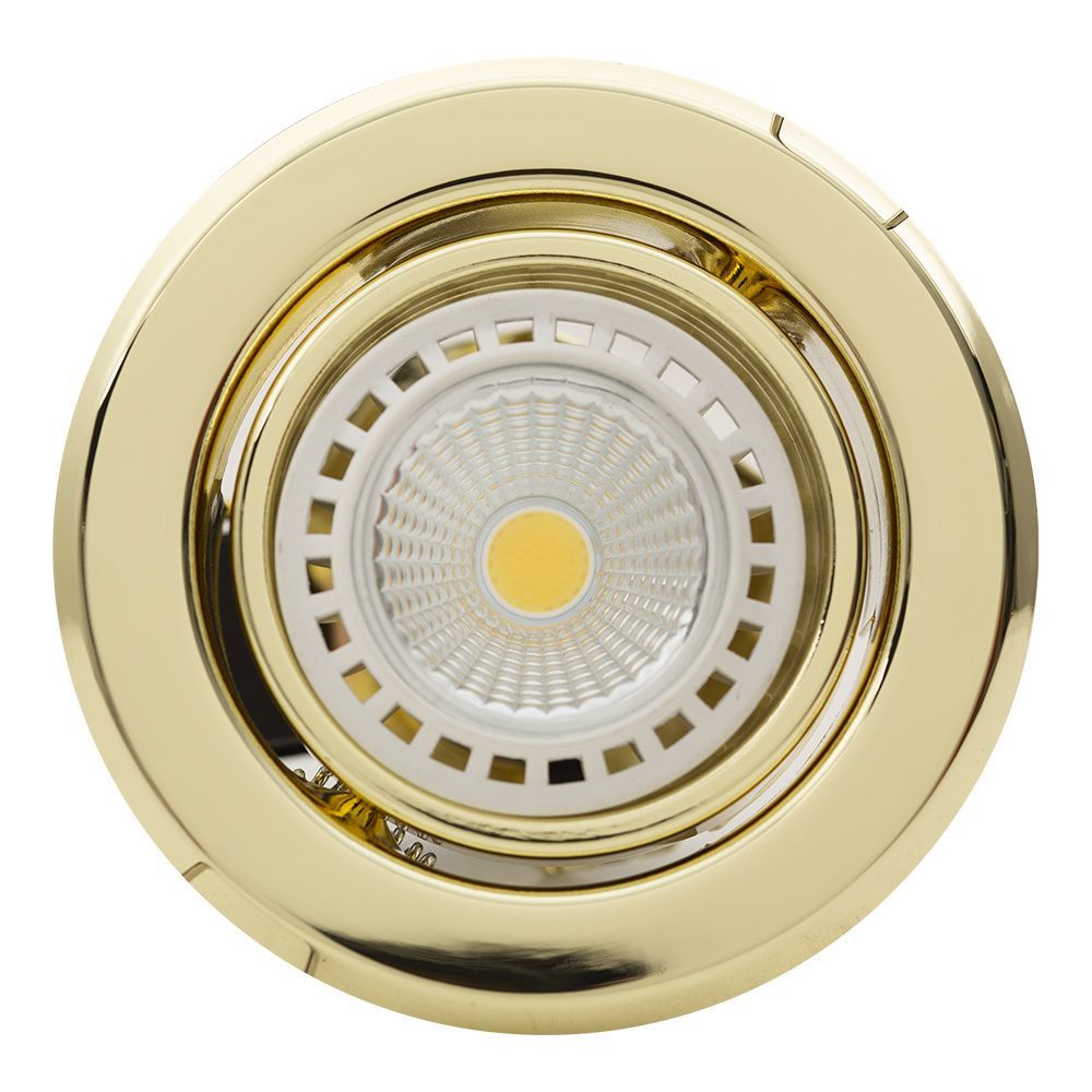 Eurolux polished brass downlight shown in its packaging