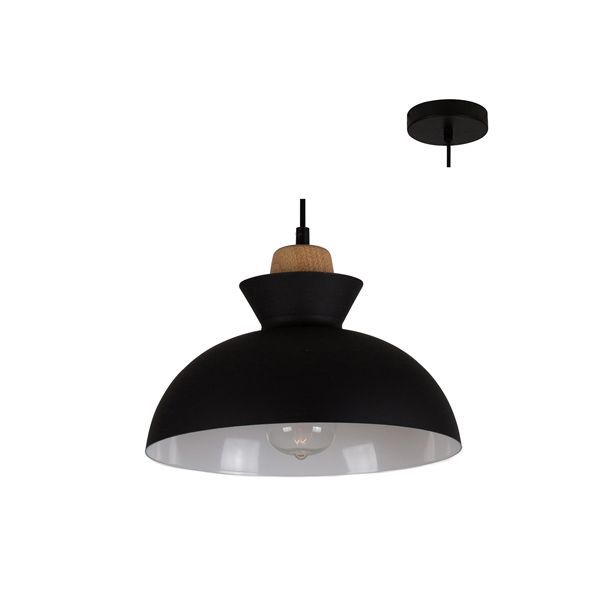 Eurolux black/brown wood pendant light, front view