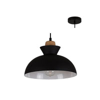Eurolux black/brown wood pendant light, front view