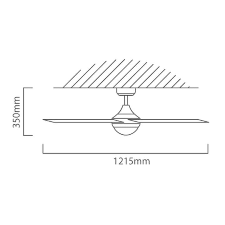 Eurolux white ceiling fan installed and lit