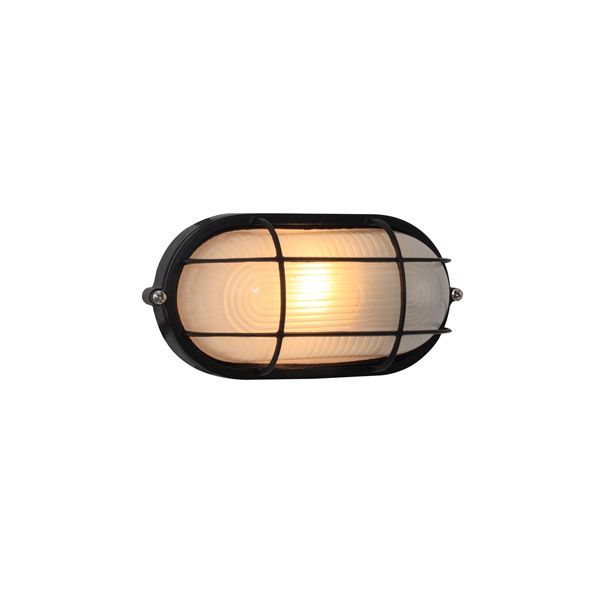 Eurolux black bulkhead light, front view