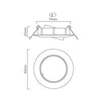 Eurolux white downlight dimensions diagram