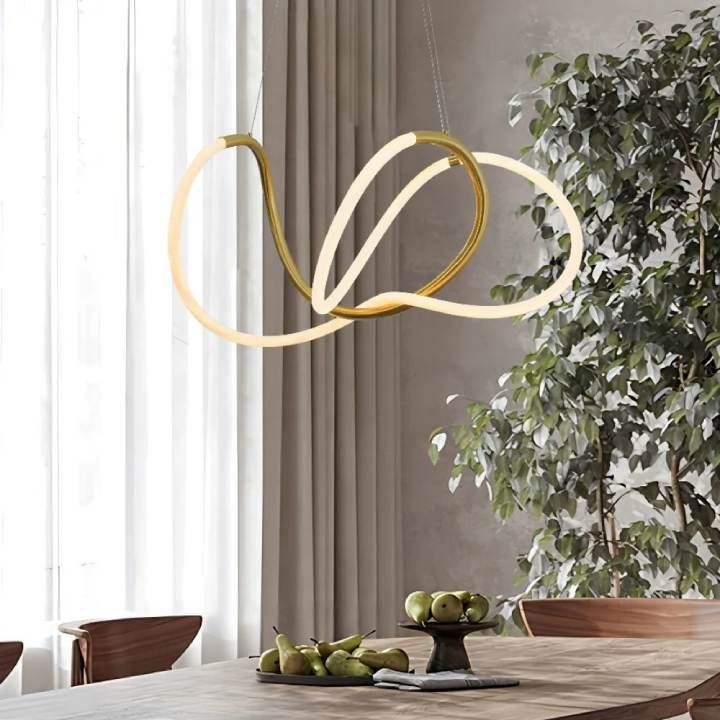 Eurolux gold pendant light installed and lit