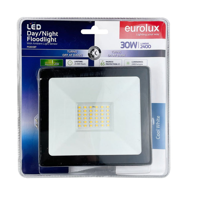 Eurolux black floodlight, front view