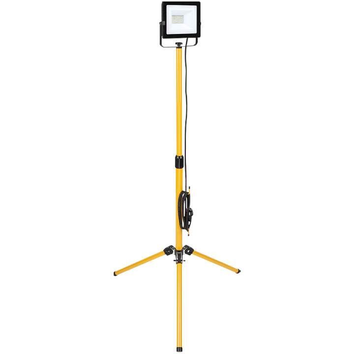 Eurolux black & yellow floodlight shown in its packaging