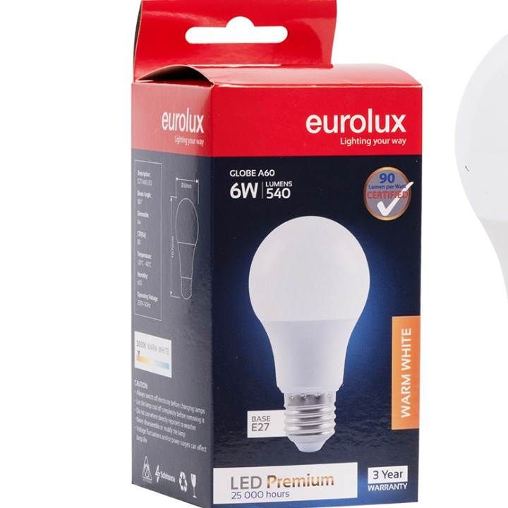 Eurolux LED globe installed and lit
