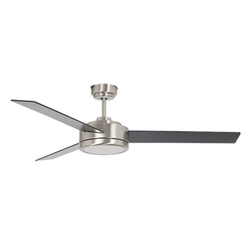 Radiant brushed nickel ceiling fan, front view