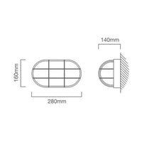 Eurolux white bulkhead light dimensions diagram