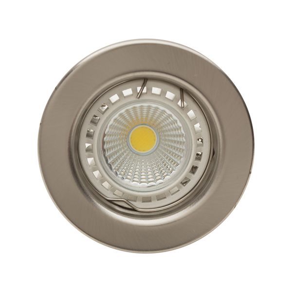 Eurolux satin chrome downlight, front view