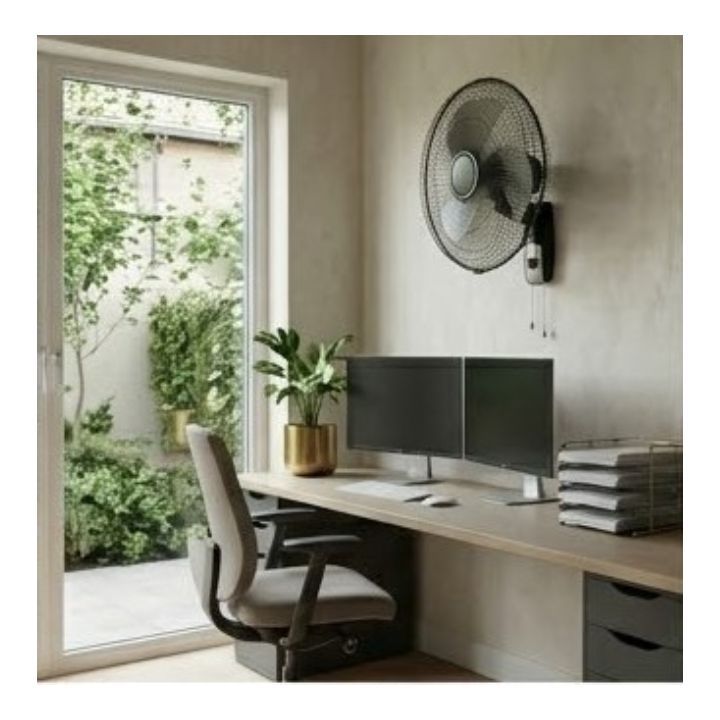Eurolux black & white fan installed and lit