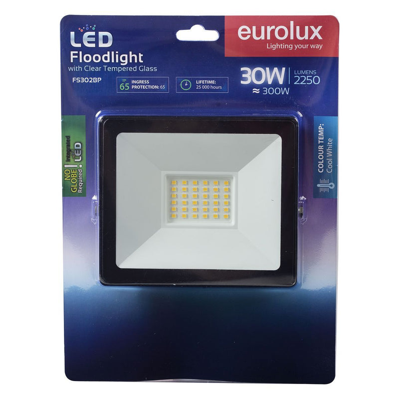 Eurolux black floodlight, front view