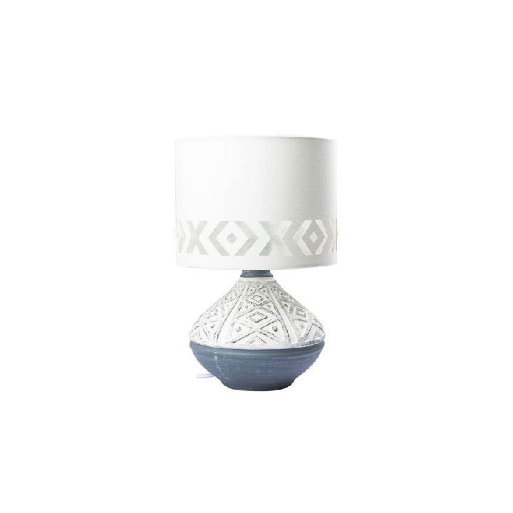 Close-up detail of the Eurolux grey & white table lamp