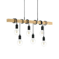 Eurolux black & wood pendant light, alternate angle