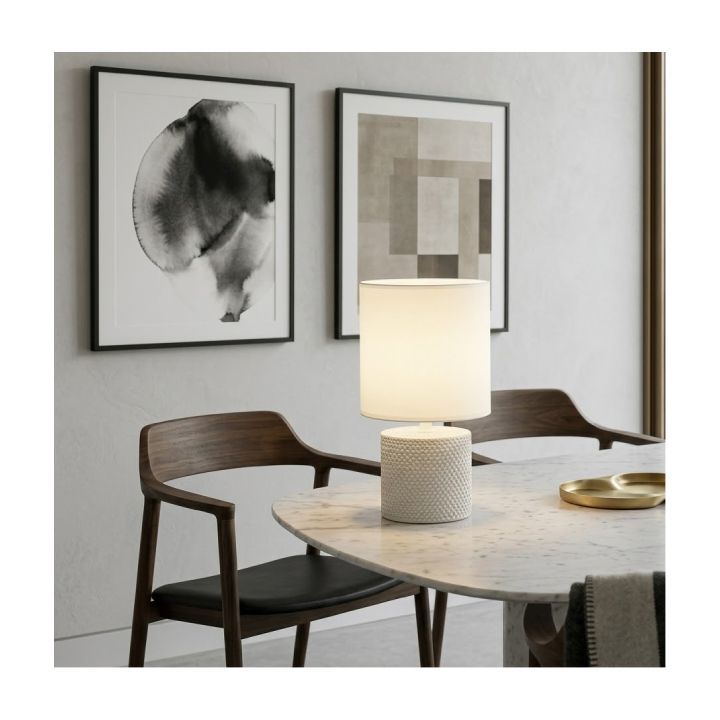 Eurolux white with white shade table lamp, alternate angle