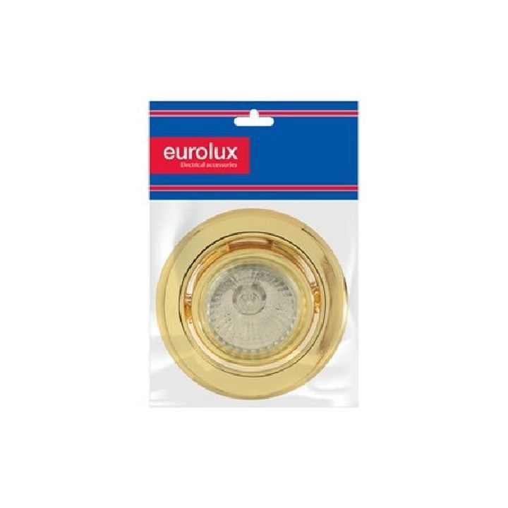Close-up detail of the Eurolux polished brass downlight