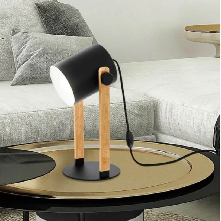Eurolux black & brown table lamp shown in its packaging