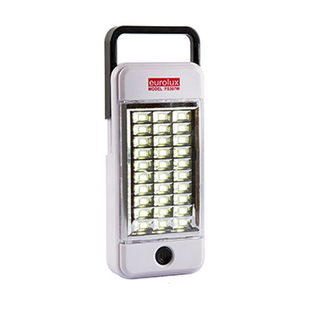 Eurolux white & black emergency light, front view