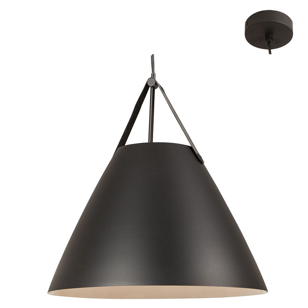 Eurolux sanded black & black pendant light, front view