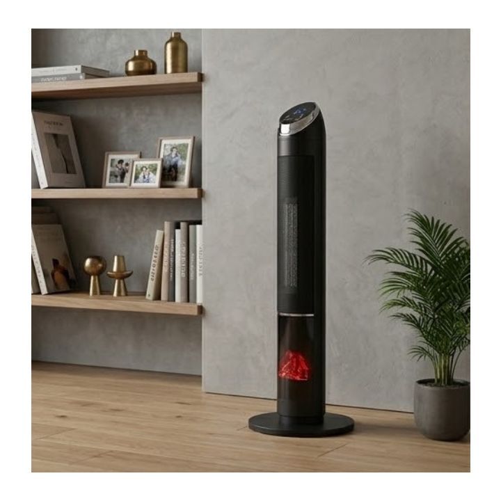 Radiant heater shown in its packaging