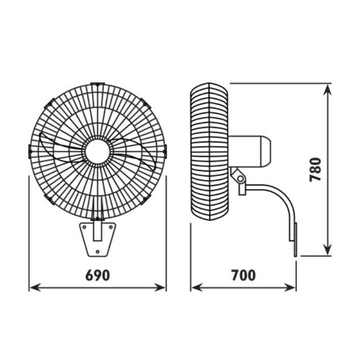 Radiant black fan shown in its packaging