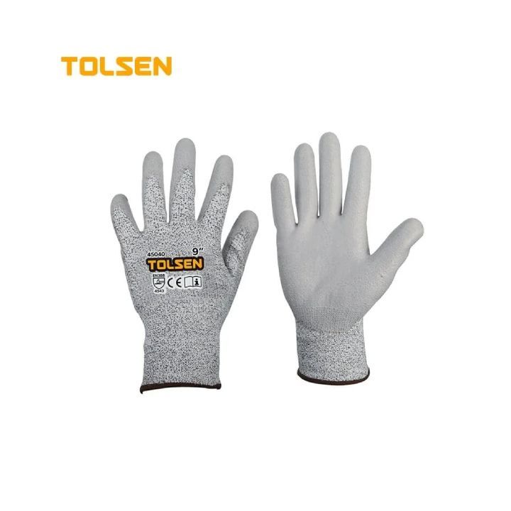 Tolsen gloves shown in its packaging