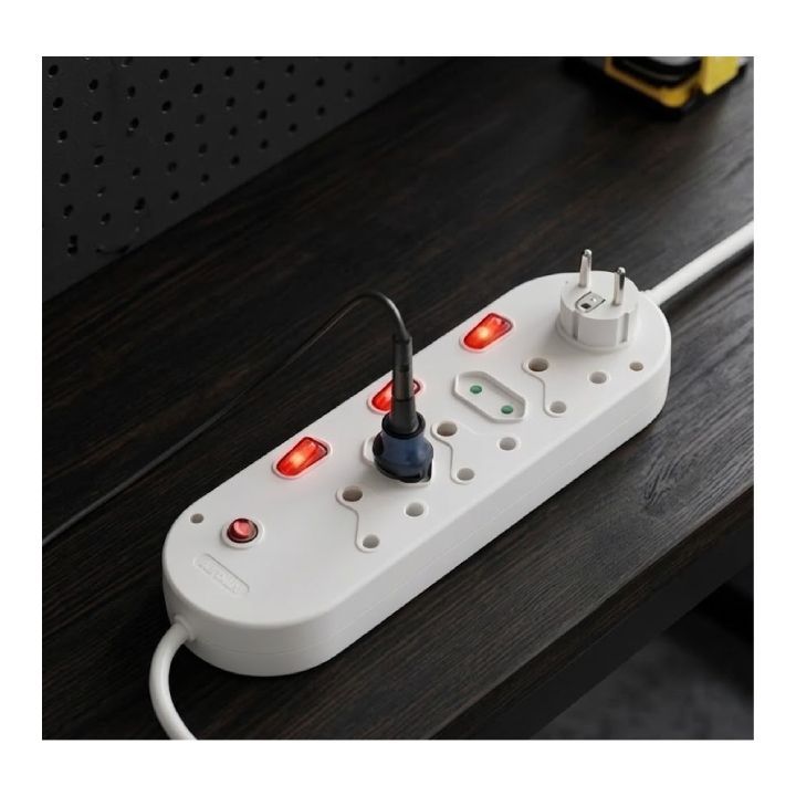 Close-up detail of the Eurolux white extension cord
