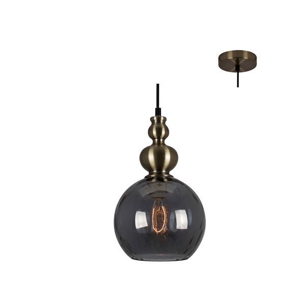 Eurolux antique brass pendant light, front view