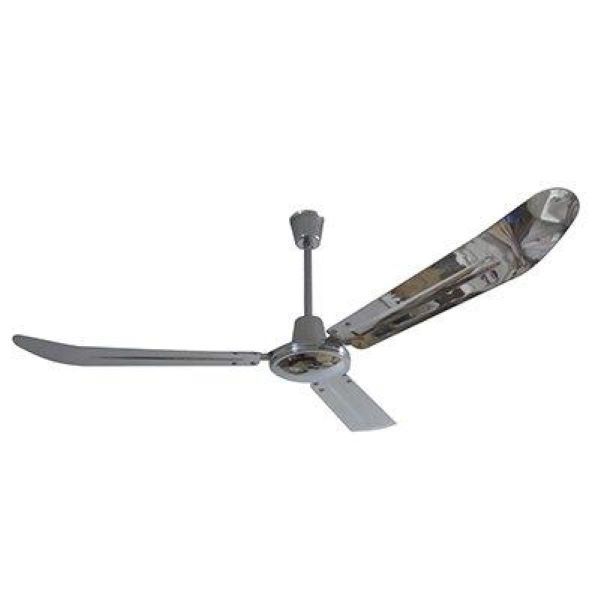 Radiant chrome ceiling fan, front view