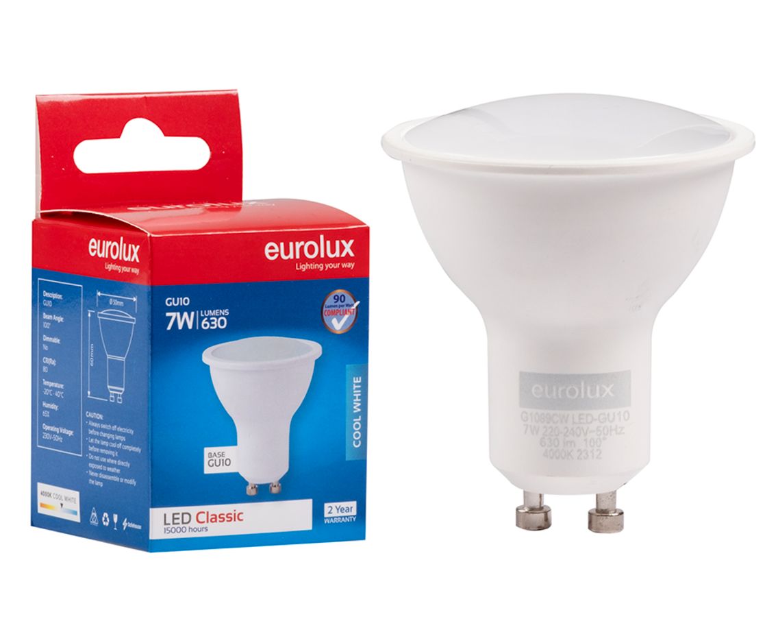 Eurolux downlight shown in its packaging