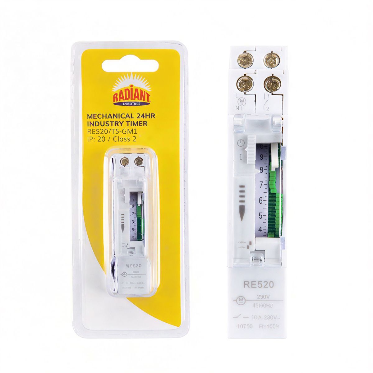Radiant lighting timer, front view