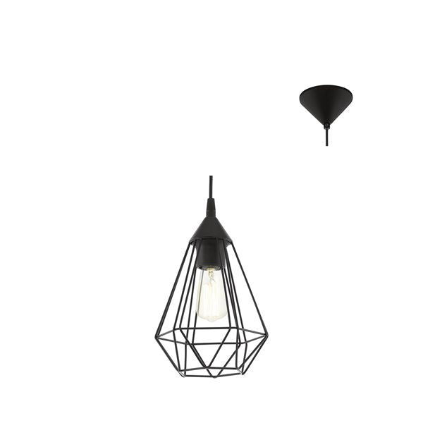 Eurolux black pendant light, front view