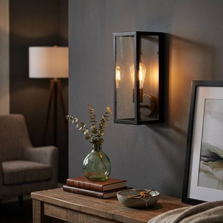 Close-up detail of the Eurolux black wall light