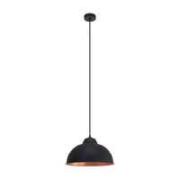 Eurolux black pendant light shown in its packaging