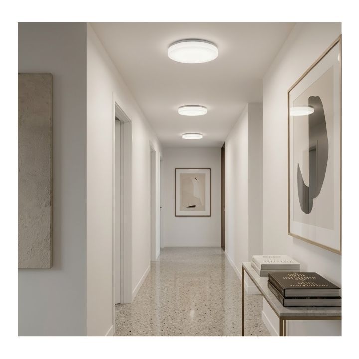 Eurolux white ceiling light shown in its packaging